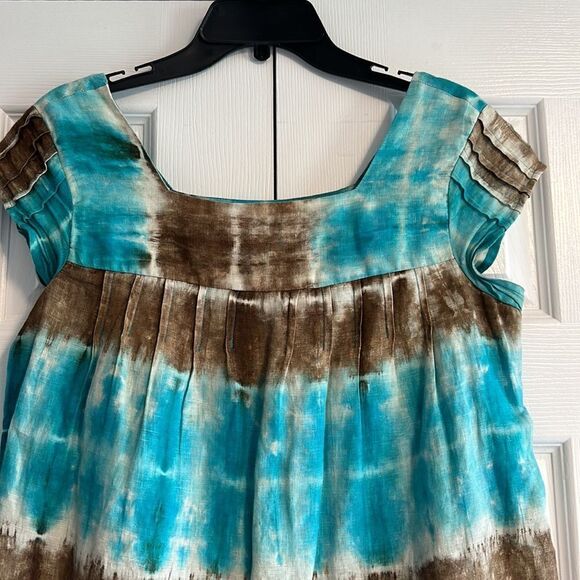 Calypso St. Barth Brown & Turquoise Square Neck Tank Dress - Picture 2 of 6